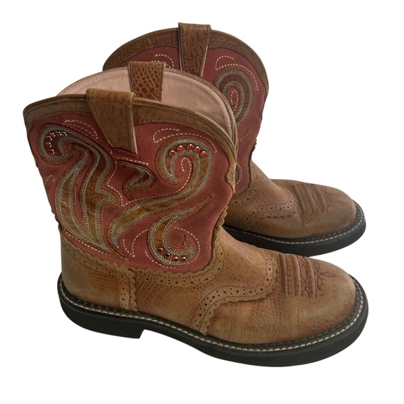 ARIAT Women’s Western Cowboy Boots Sz 8B Brown Beading & Embroidery Well Worn - Picture 1 of 16